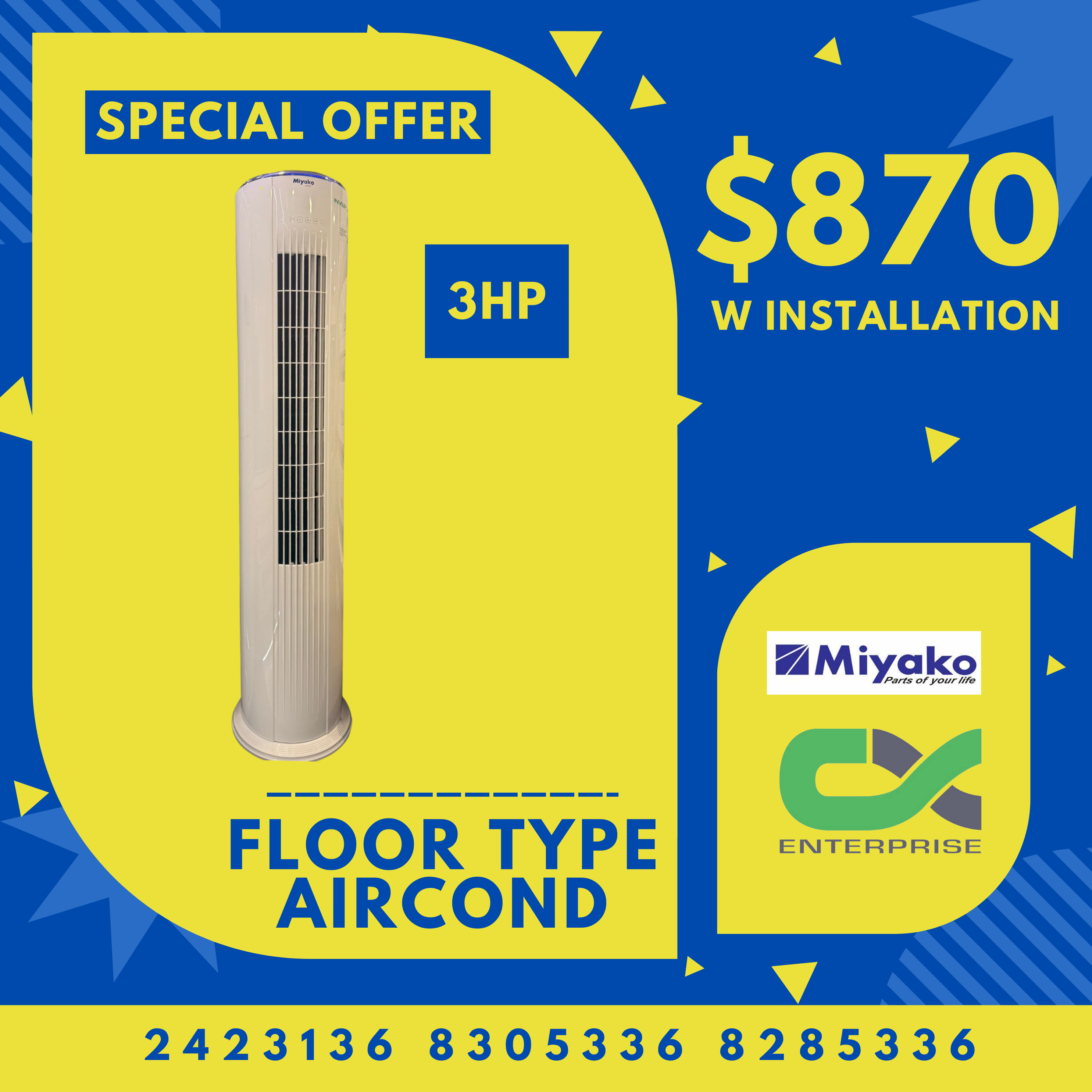 Miyako 3.0Hp Floor Standing Aircond | MAS-300