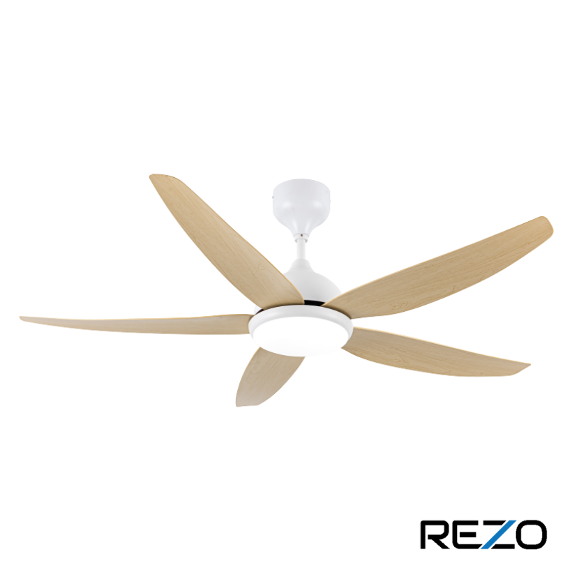 Rezo 56" 5 Blade Ceiling Fan with LED & Remote (Light Wood) | LW56-MERCURYLED