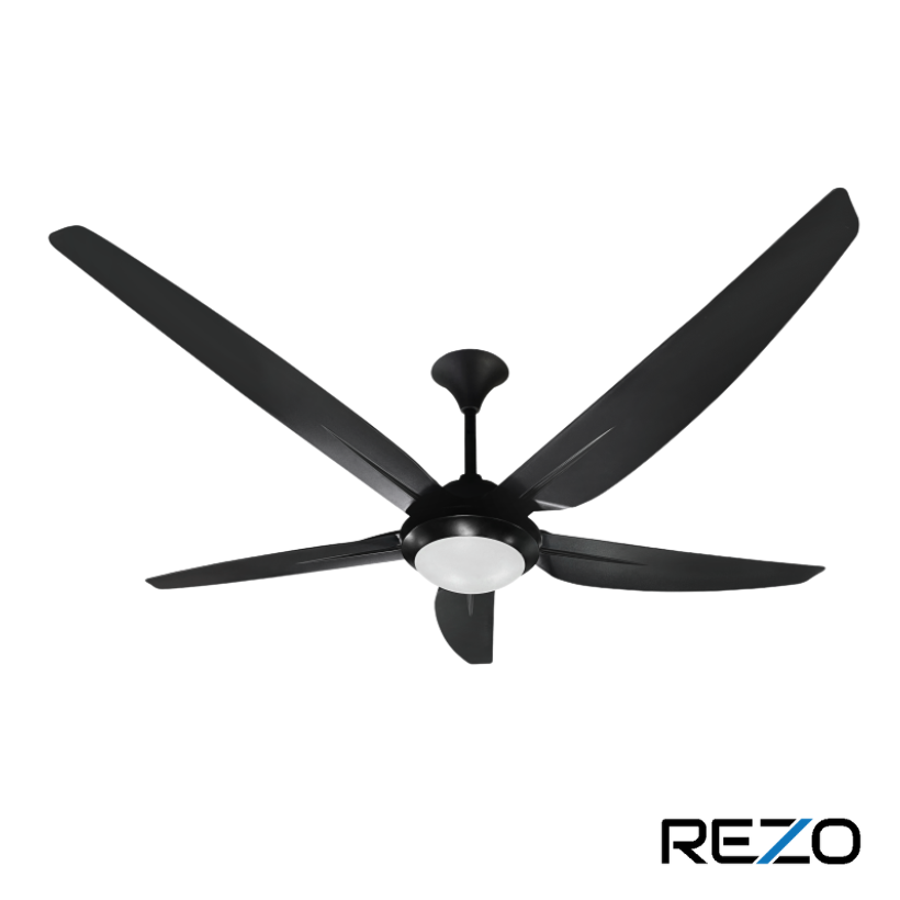 Rezo Claasic 56" 5 Blades Ceiling Fan with LED & Remote (Matte Black) | MB56-AX56DCLED