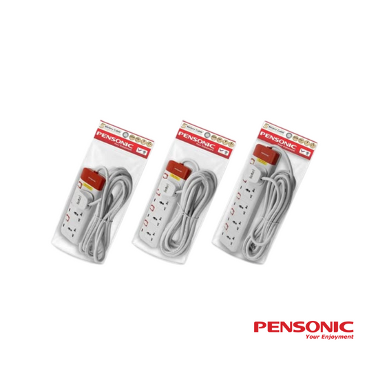 Pensonic 4 Way Neon Multi Portable Socket - 5M -PTS-413NS-5M