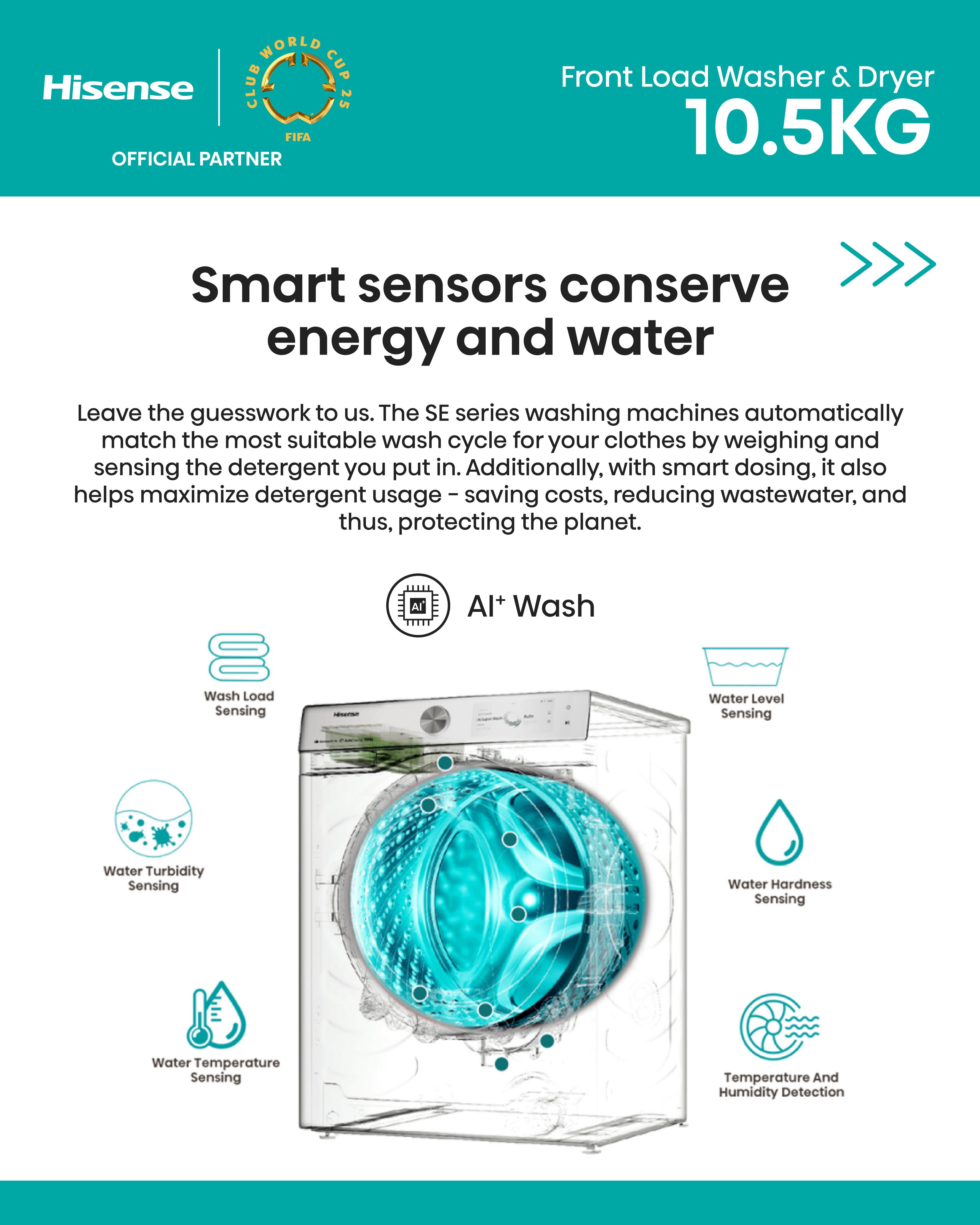 HISENSE Front Load Washer & Dryer 10.5Kg | WD105M3