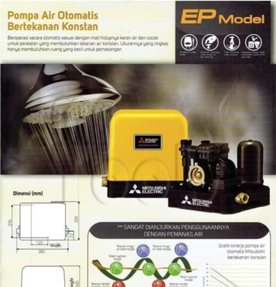 Mitsubishi Automatic Constant Pressure Water Pump 500W 0.67HP | EP-505QS