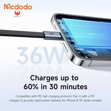 Mcdodo Type - C to Lightning 1M Black | CA9910