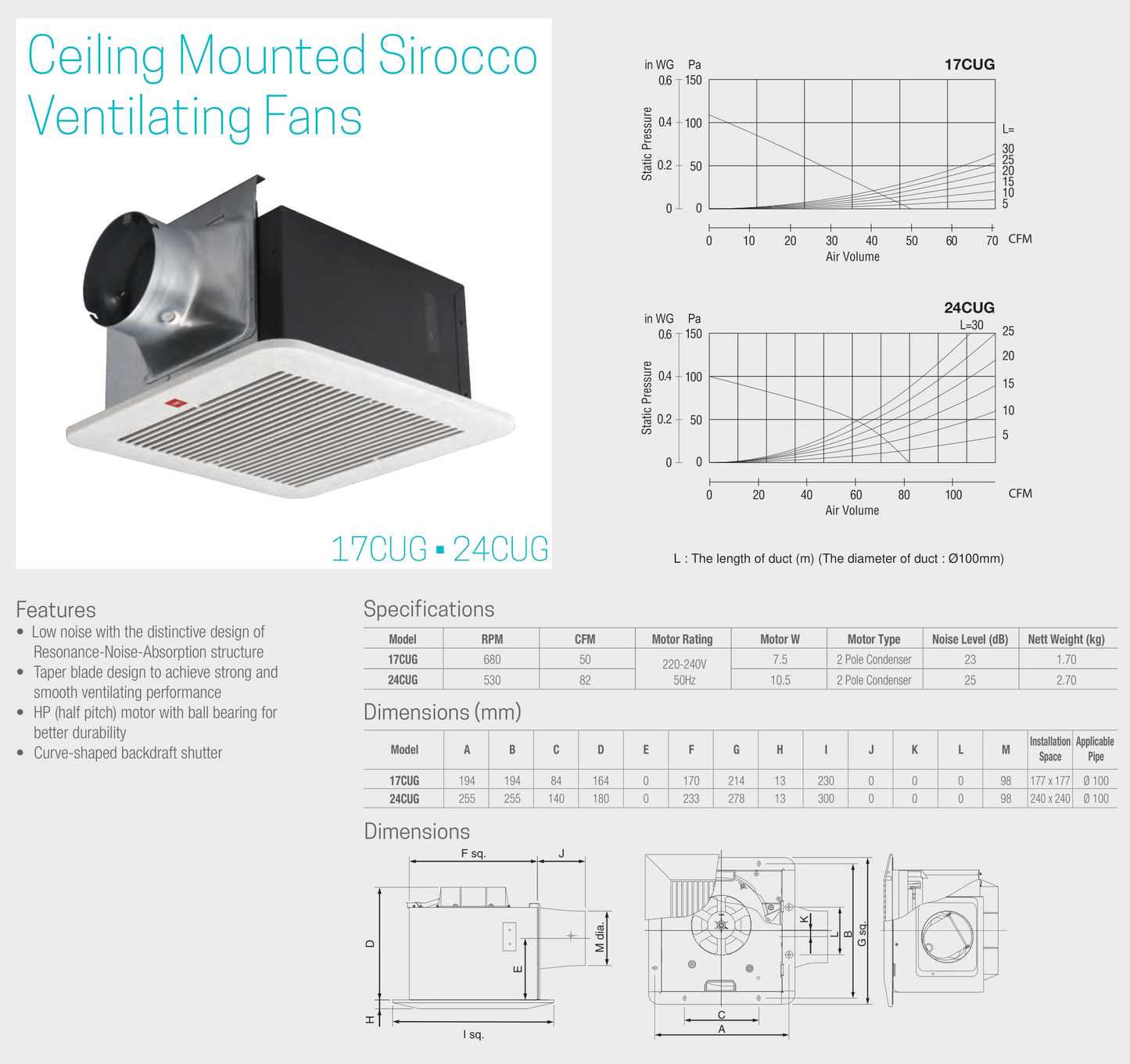 KDK Ducted Exhaust Fan - 24CUG