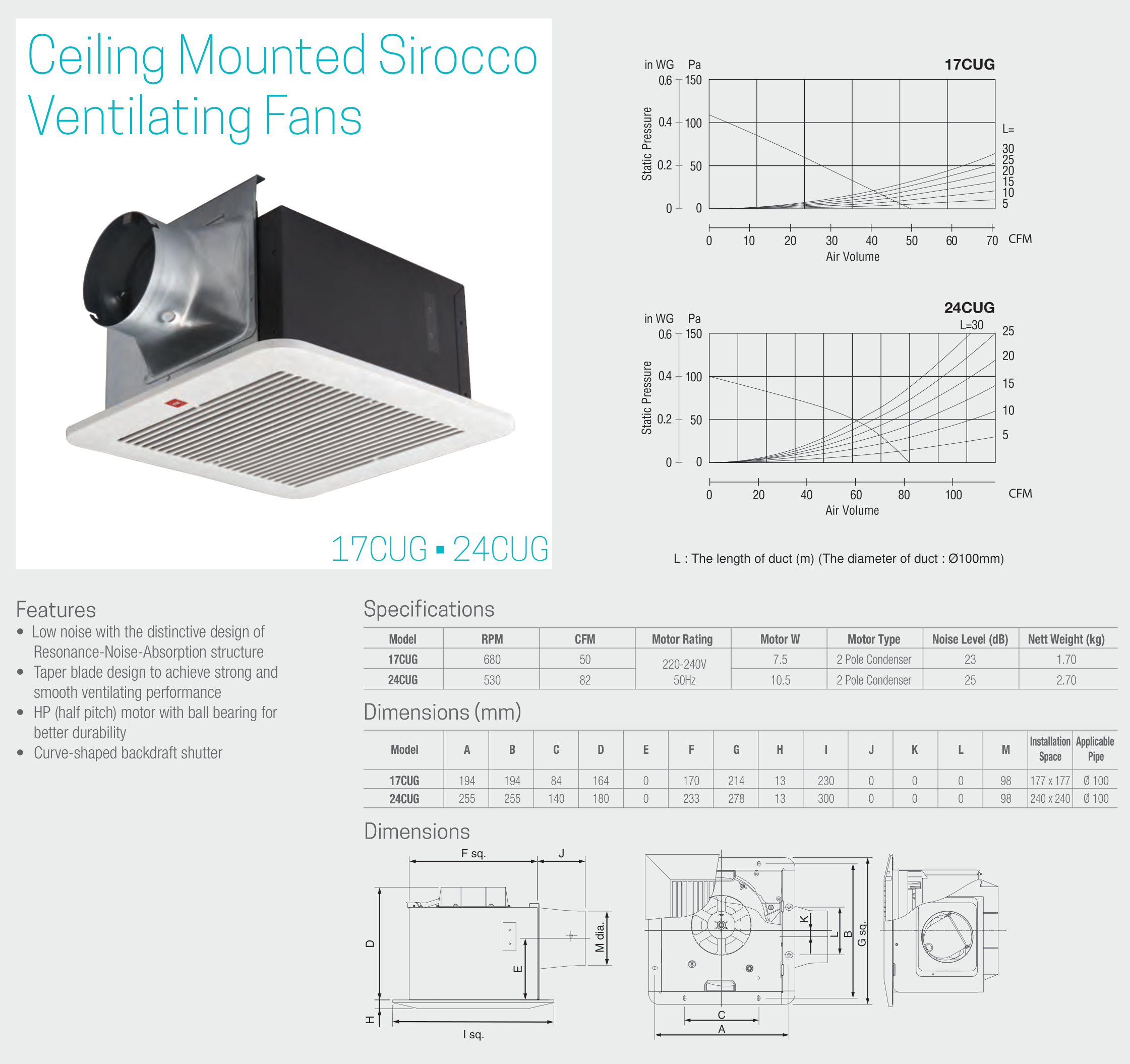KDK Ducted Exhaust Fan 8" | 17CUG