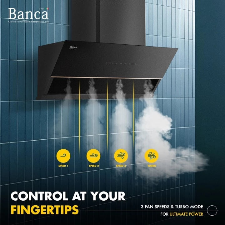Banca Slanted Kitchen Cooker Hood | BCH-LAZIO-90BL
