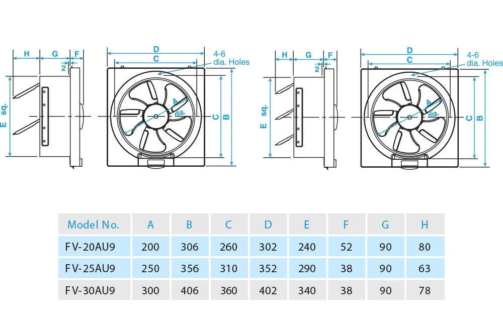 Panasonic 12" Square Exhaust Fan - FV-30AU9