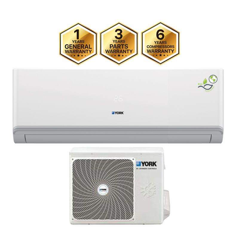 York 2.5HP Fixed Speed, Wall Mounted Split Aircond - YHFF24XEPAFP-RX + YHFF24YESAFPO-X